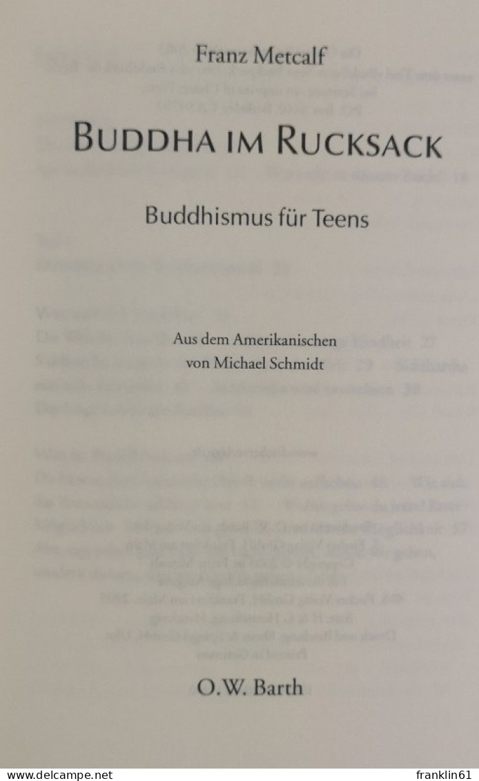 Buddha Im Rucksack. Buddhismus Für Teens. - Budismo