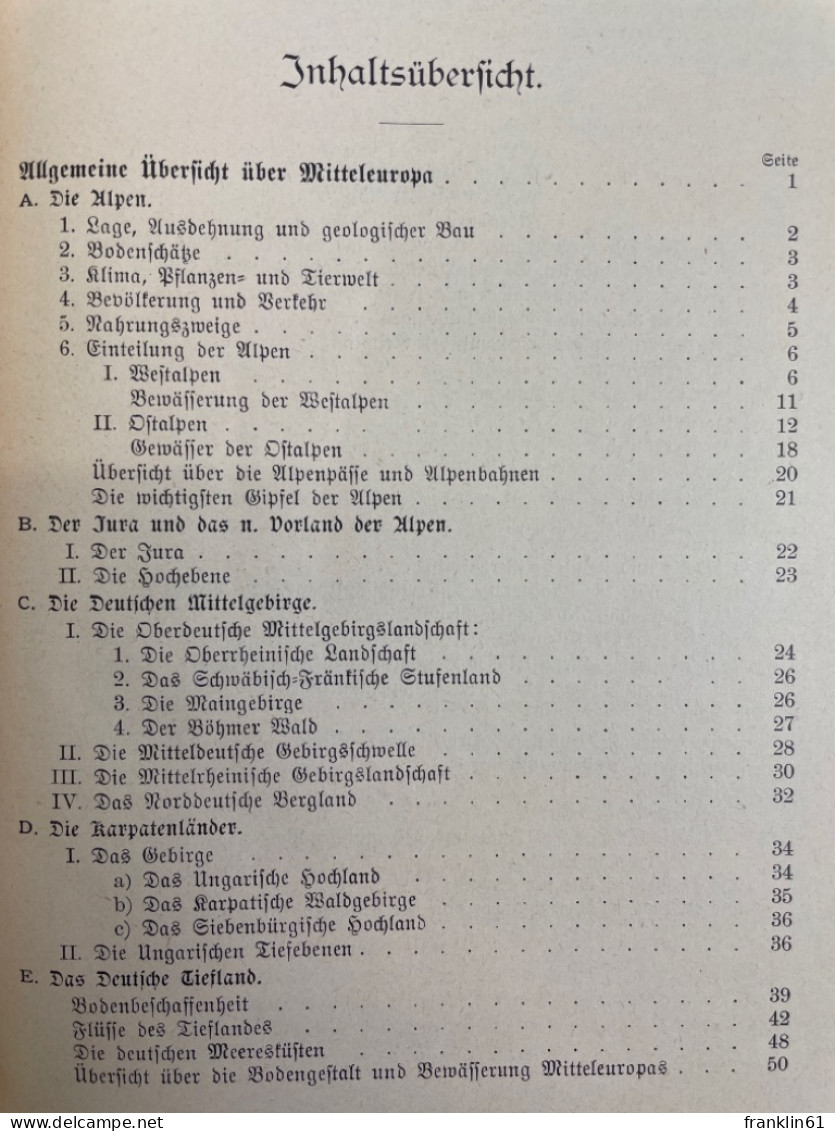 Leitfaden Für Den Geographischen Unterricht An Mittelschulen.  Mitteleuropa. - Topographische Karten