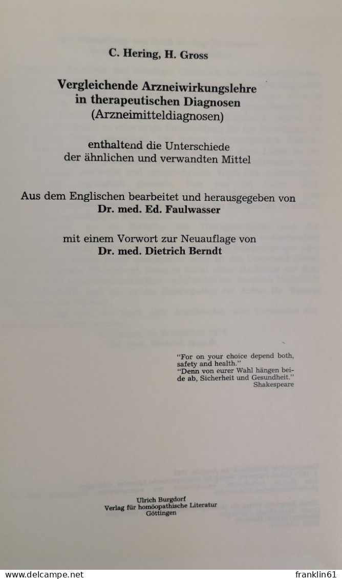 Vergleichende Arzneiwirkungslehre In Therapeutischen Diagnosen (Arzneimitteldiagnosen), Enthaltend Die Untersc - Salute & Medicina