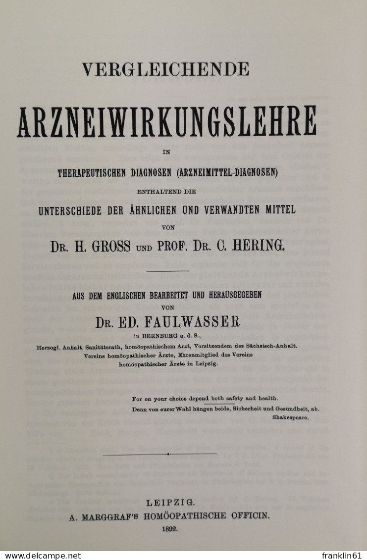 Vergleichende Arzneiwirkungslehre In Therapeutischen Diagnosen (Arzneimitteldiagnosen), Enthaltend Die Untersc - Salud & Medicina