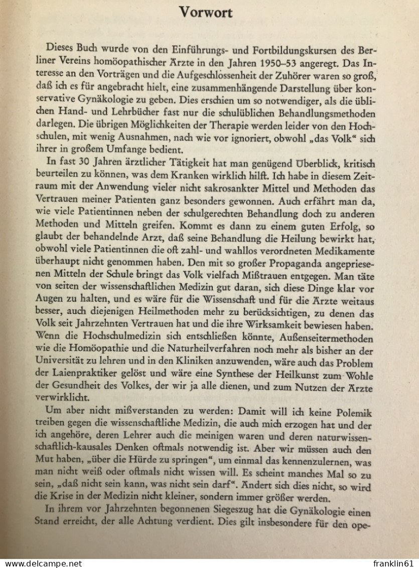 Konservative Gynäkologie Und Homöopathie. - Santé & Médecine