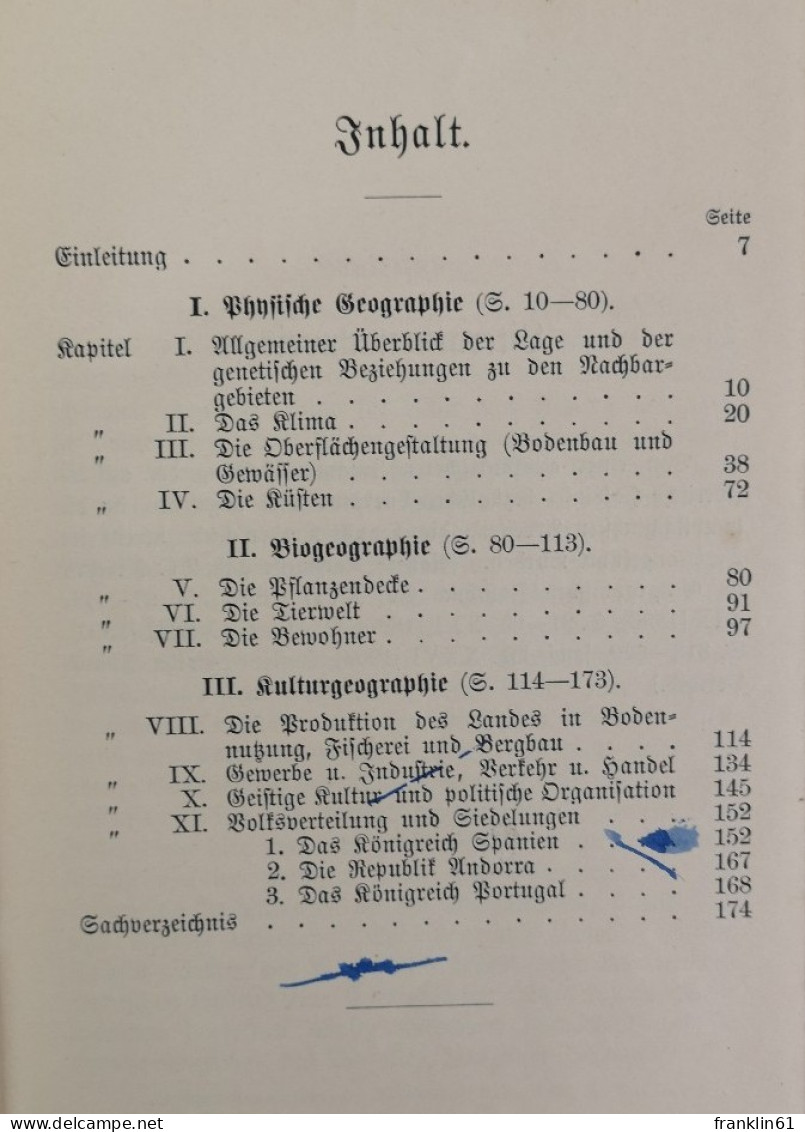 Landeskunde Der Iberischen Halbinsel. Sammlung Göschen 235. - Carte Topografiche