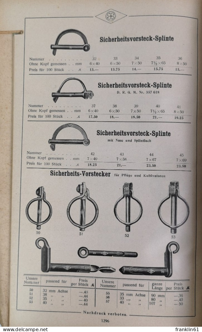 Mähmaschinen-Ersatzteile und landw. Artikel. Ausgabe 1927