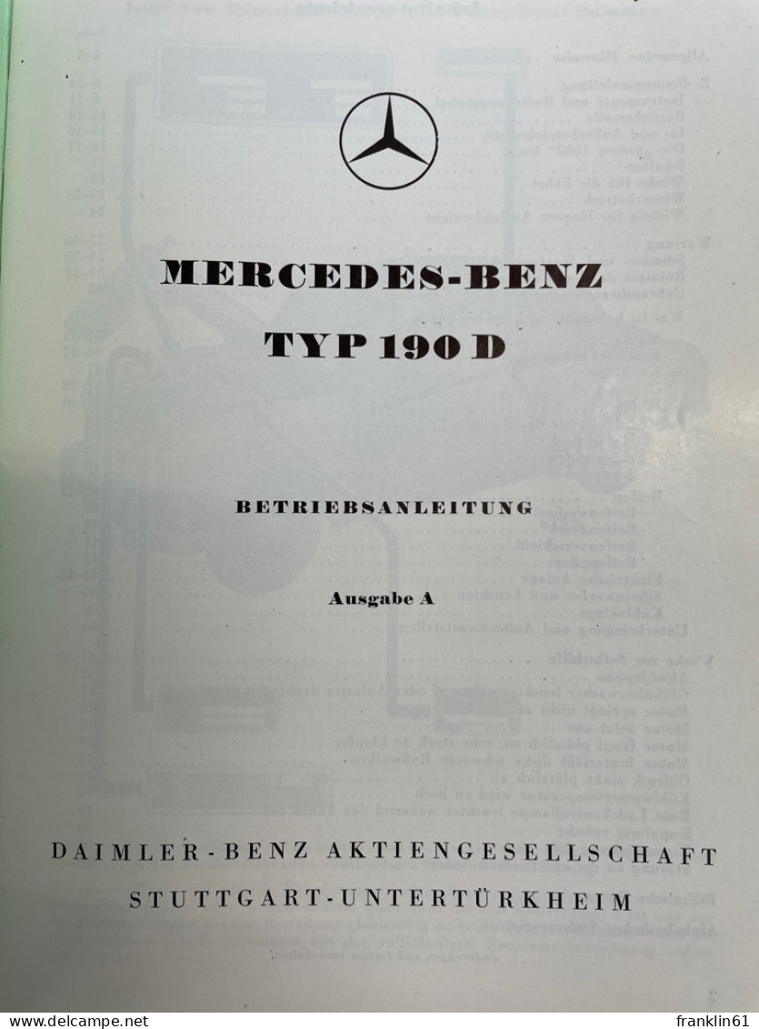 Mercedes-Benz Typ 190 D., Betriebsanleitung. - Transport