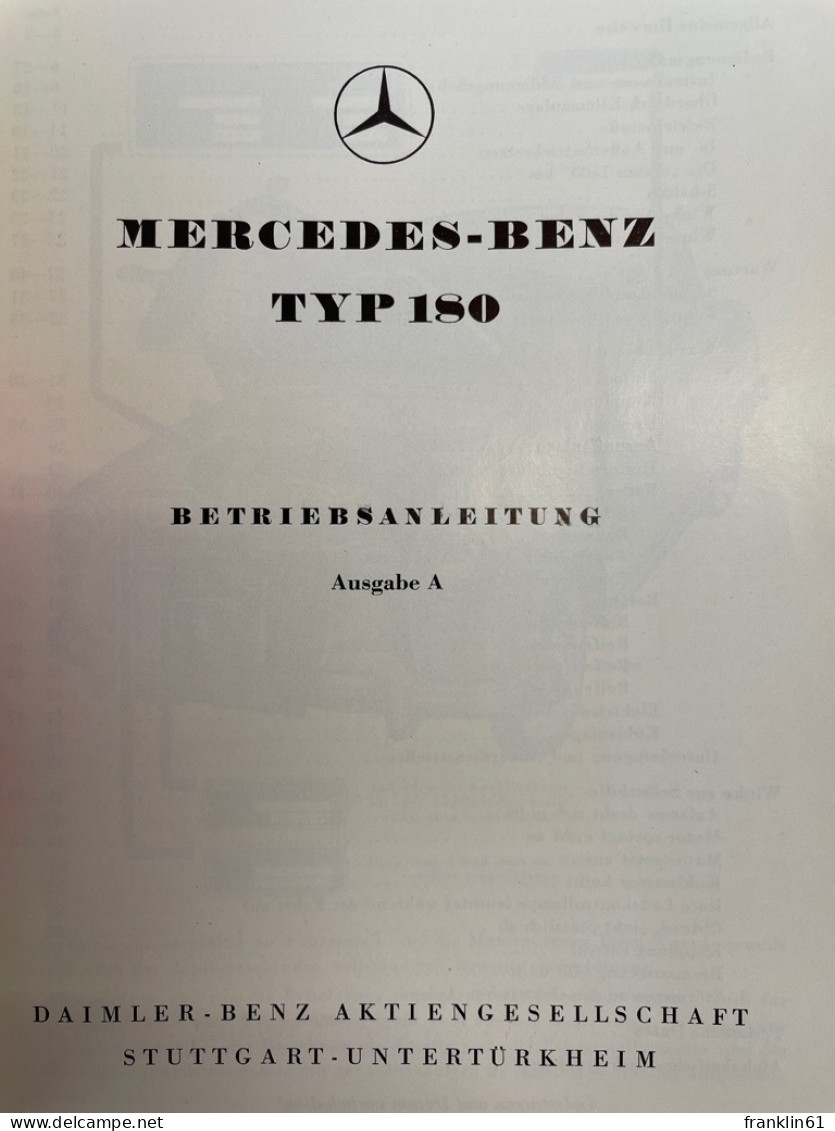 Mercedes-Benz Typ 180, Betriebsanleitung. - Transports
