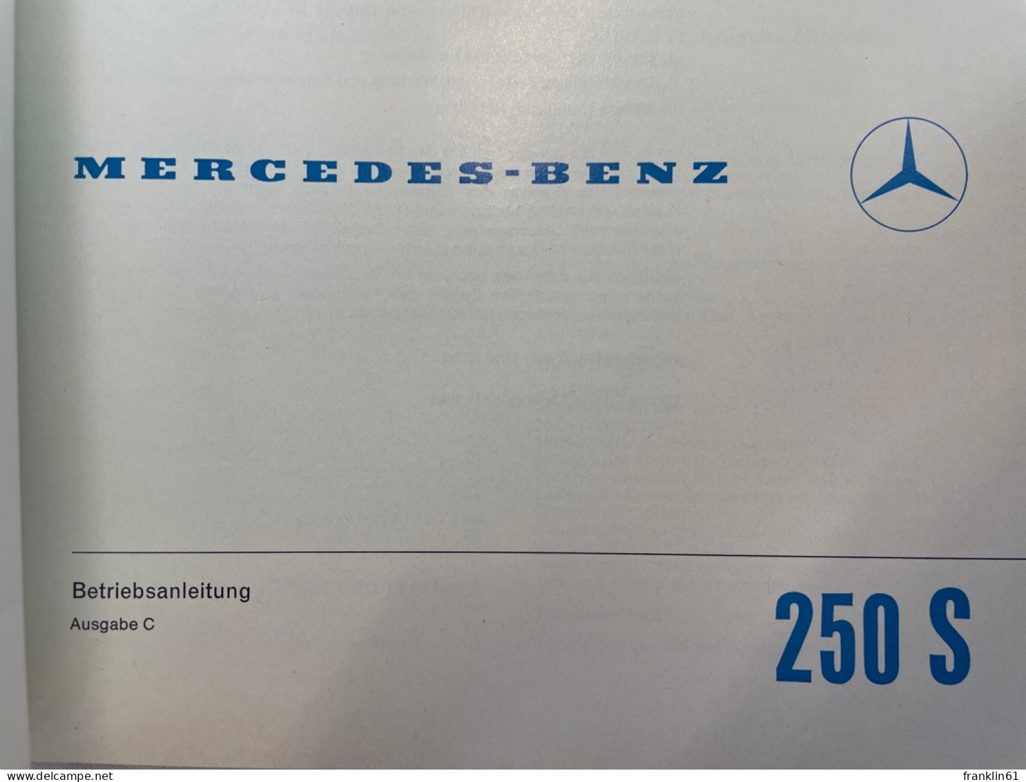 Mercedes-Benz 250 S. Betriebsanleitung. - Transport