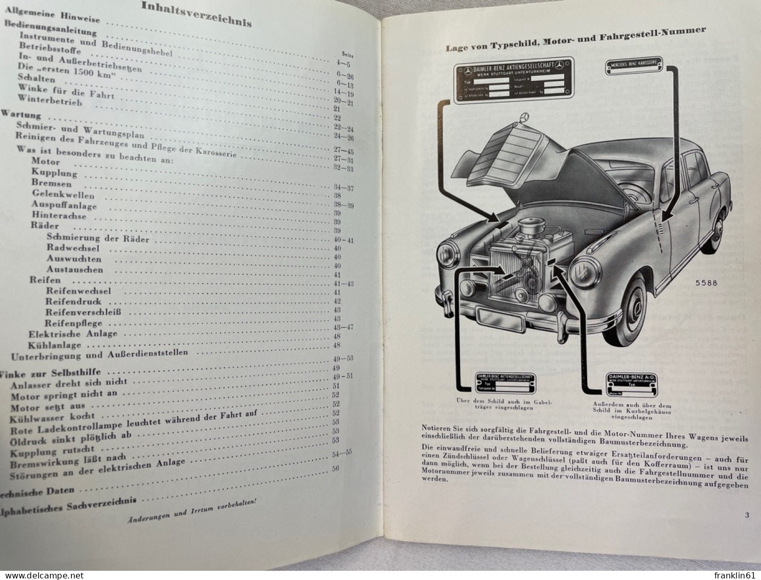 Mercedes-Bent Typ 220a Betriebsanleitung. - Transports