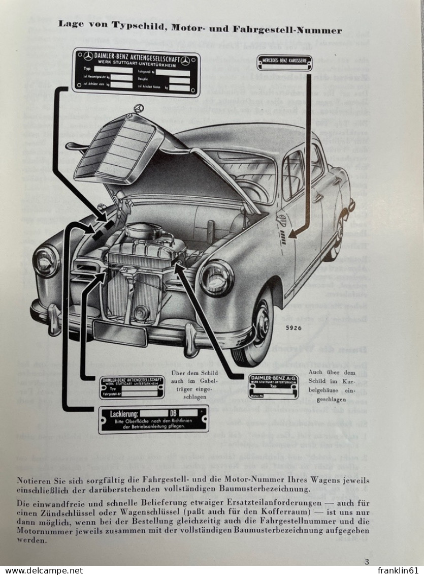 Mercedes-Benz Typ 190. Betriebsanleitung. - Trasporti