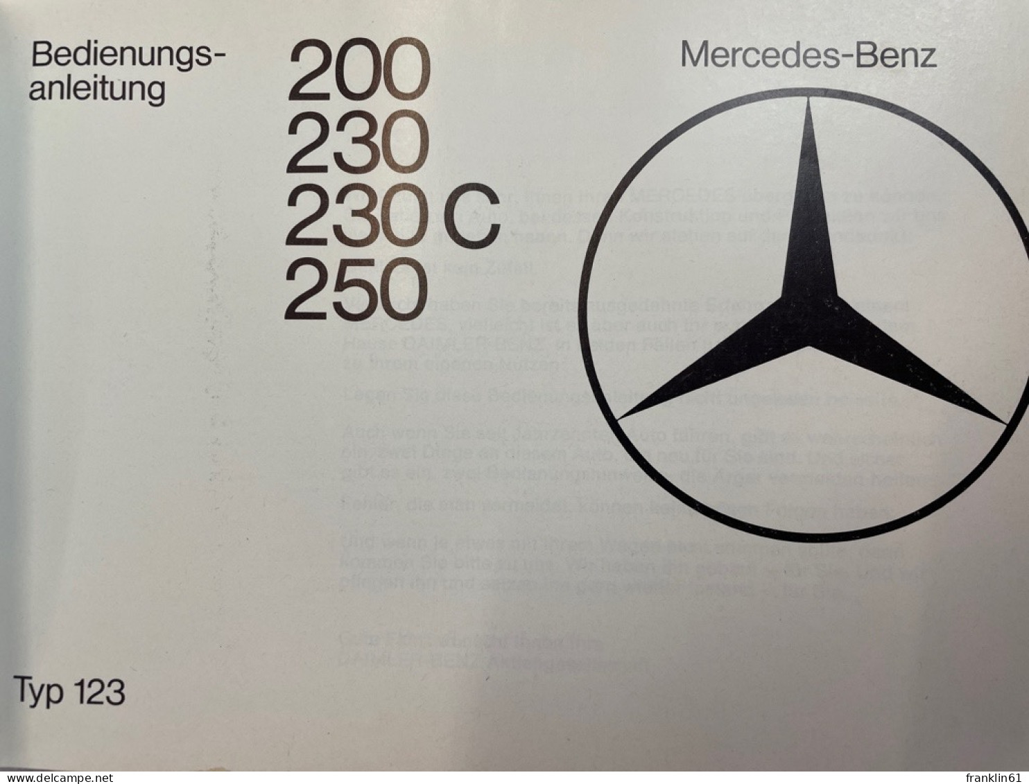 Mercedes-Benz 200, 230, 230 C, 250. Bedienungsanleitung. - Transport