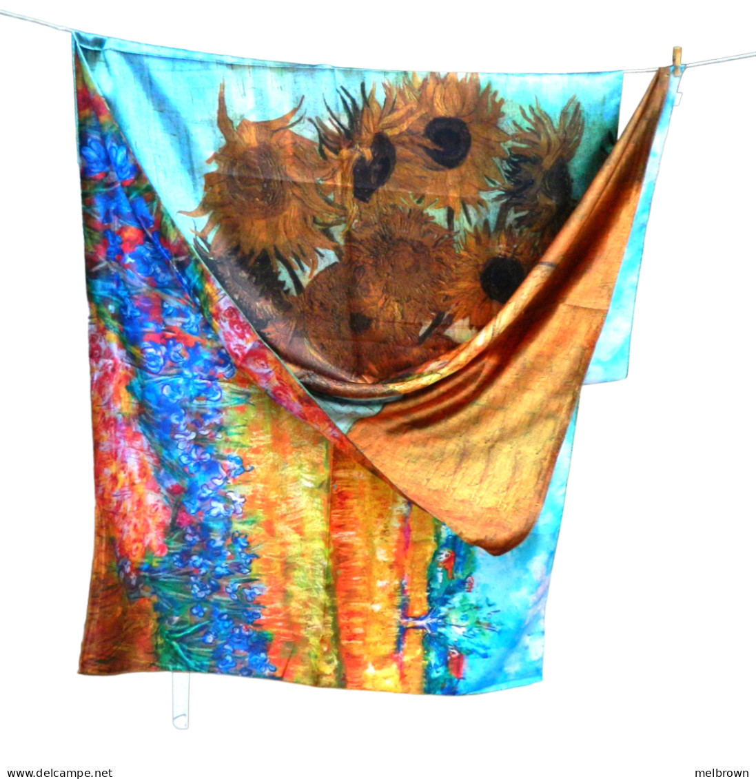 Unique Vincent Van Gogh Style Silky Feel Large Scarf - Two Different Sides - Hoofddoeken En Sjaals