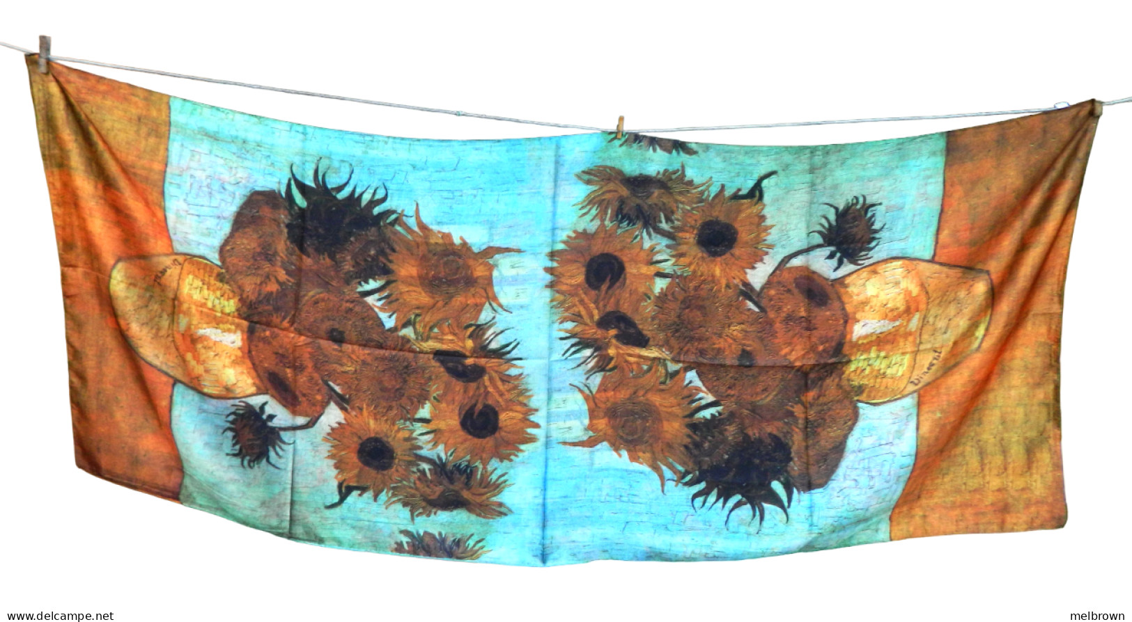 Unique Vincent Van Gogh Style Silky Feel Large Scarf - Two Different Sides - Hoofddoeken En Sjaals