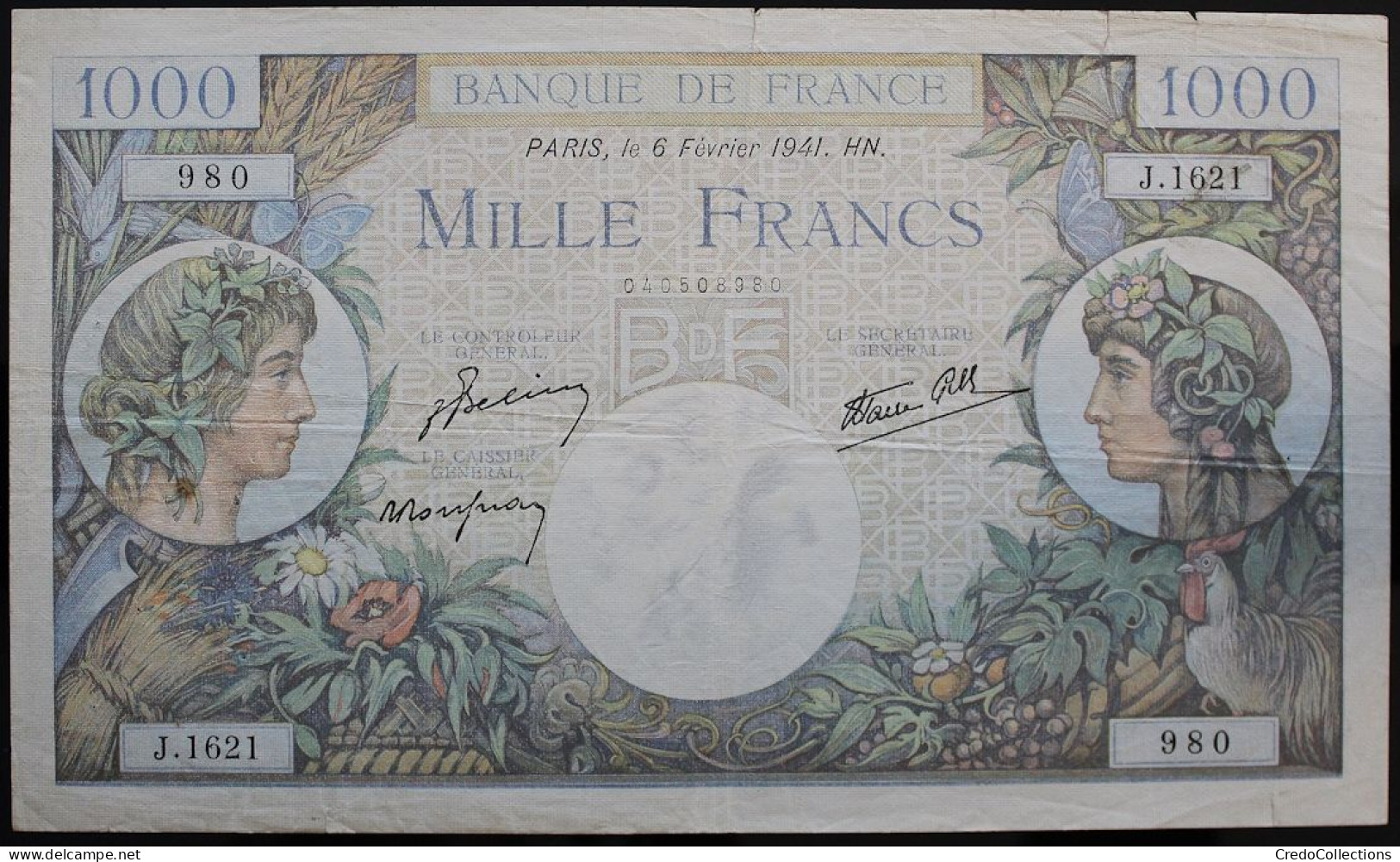 France - 1000 Francs - 6-2-1941 - PICK 96b / F39.4 - TB+ - 1 000 F 1940-1944 ''Commerce Et Industrie''