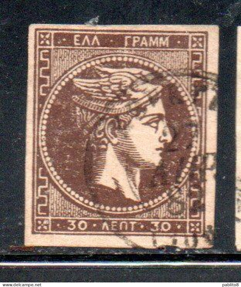 GREECE GRECIA HELLAS 1876 HERMES MERCURY MERCURIO LEPTA 30l USED USATO OBLITERE' - Gebraucht