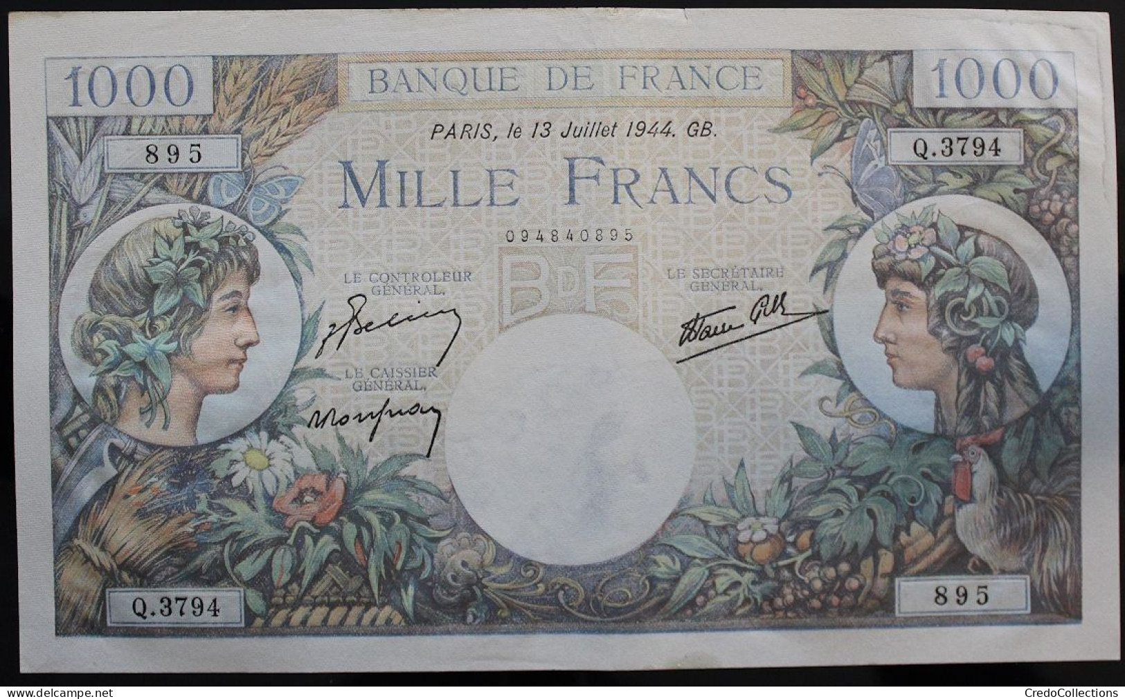 France - 1000 Francs - 13-7-1944 - PICK 96b / F39.11 - SUP - 1 000 F 1940-1944 ''Commerce Et Industrie''