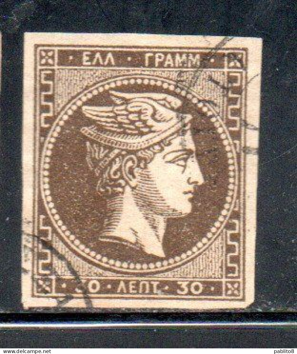 GREECE GRECIA HELLAS 1876 HERMES MERCURY MERCURIO LEPTA 30l USED USATO OBLITERE' - Usados