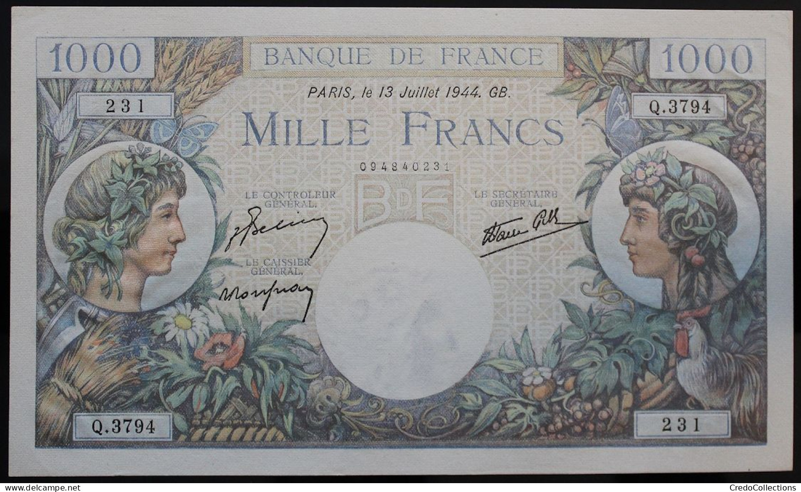 France - 1000 Francs - 13-7-1944 - PICK 96b / F39.11 - SPL - 1 000 F 1940-1944 ''Commerce Et Industrie''