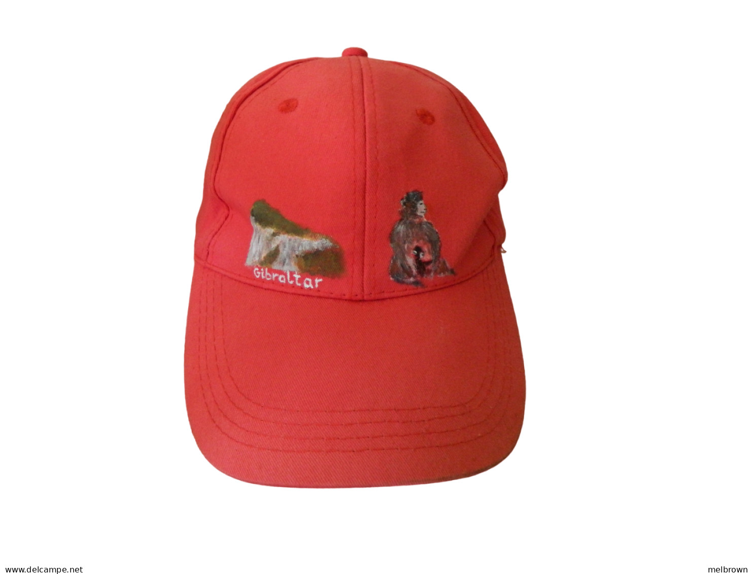 Red GIBRALTAR Hand Painted Baseball Cap - Size 57 Cm Adjustable - Andere & Zonder Classificatie