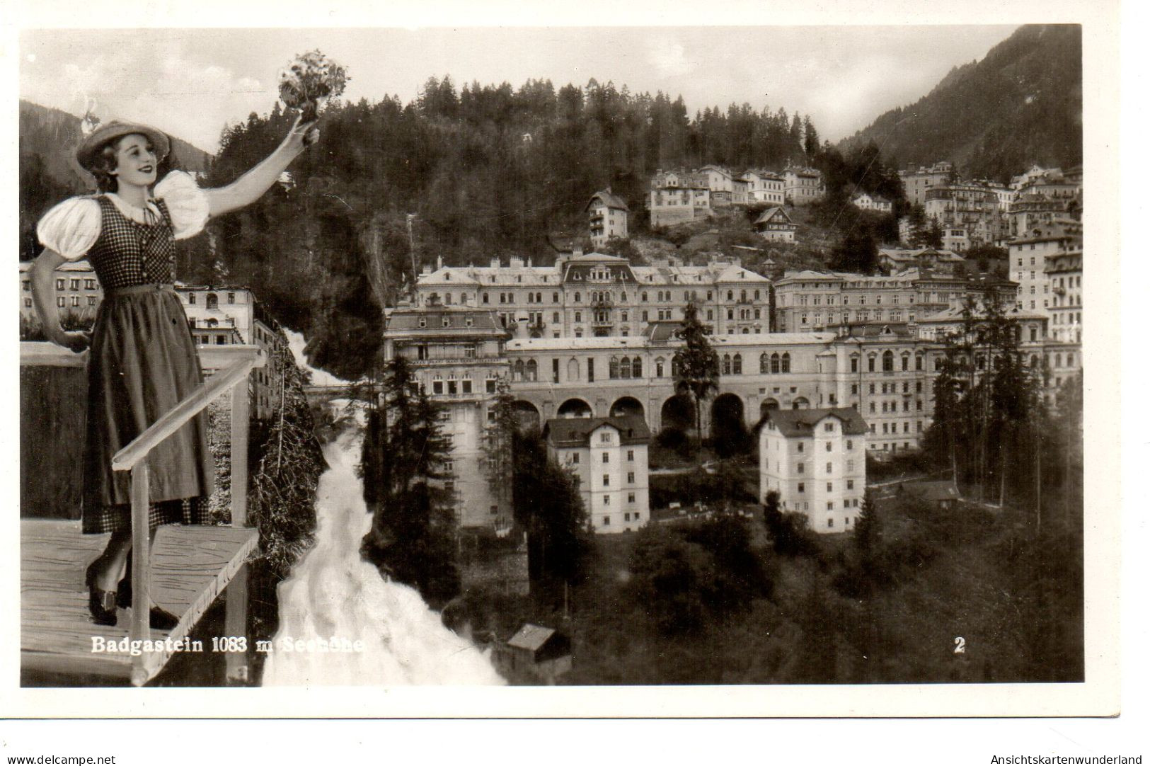 013151 Badgastein - Wasserfall Mit Frau In Tracht 1966 - Bad Gastein