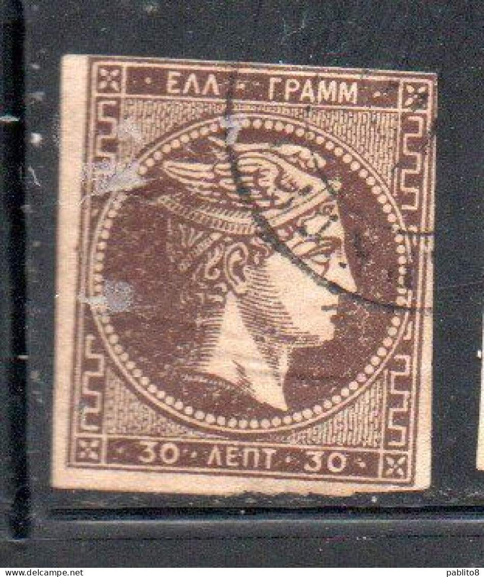 GREECE GRECIA HELLAS 1876 HERMES MERCURY MERCURIO LEPTA 30l USED USATO OBLITERE' - Gebruikt