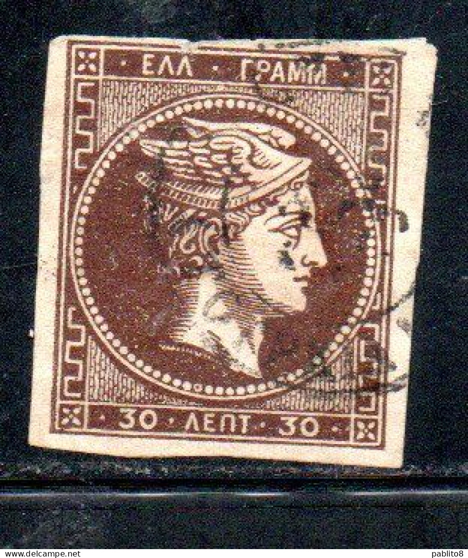 GREECE GRECIA HELLAS 1876 HERMES MERCURY MERCURIO LEPTA 30l USED USATO OBLITERE' - Usados