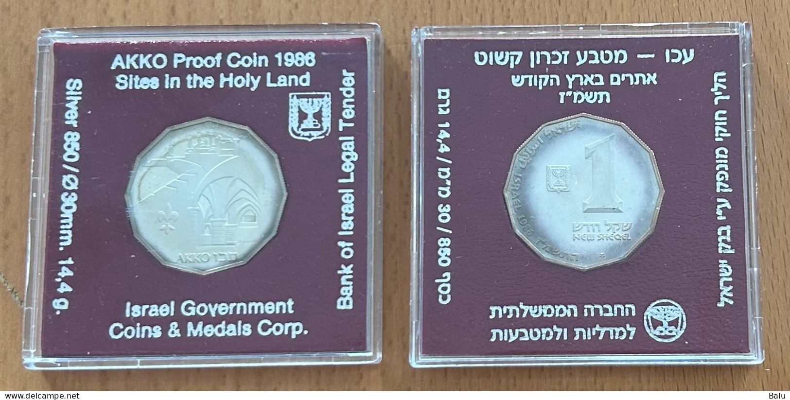 Israel 1986 AKKO Proof Coin 1 Shekel Sites In The Holy Land, Silber 850, 30mm, 14,4 G. - Israel