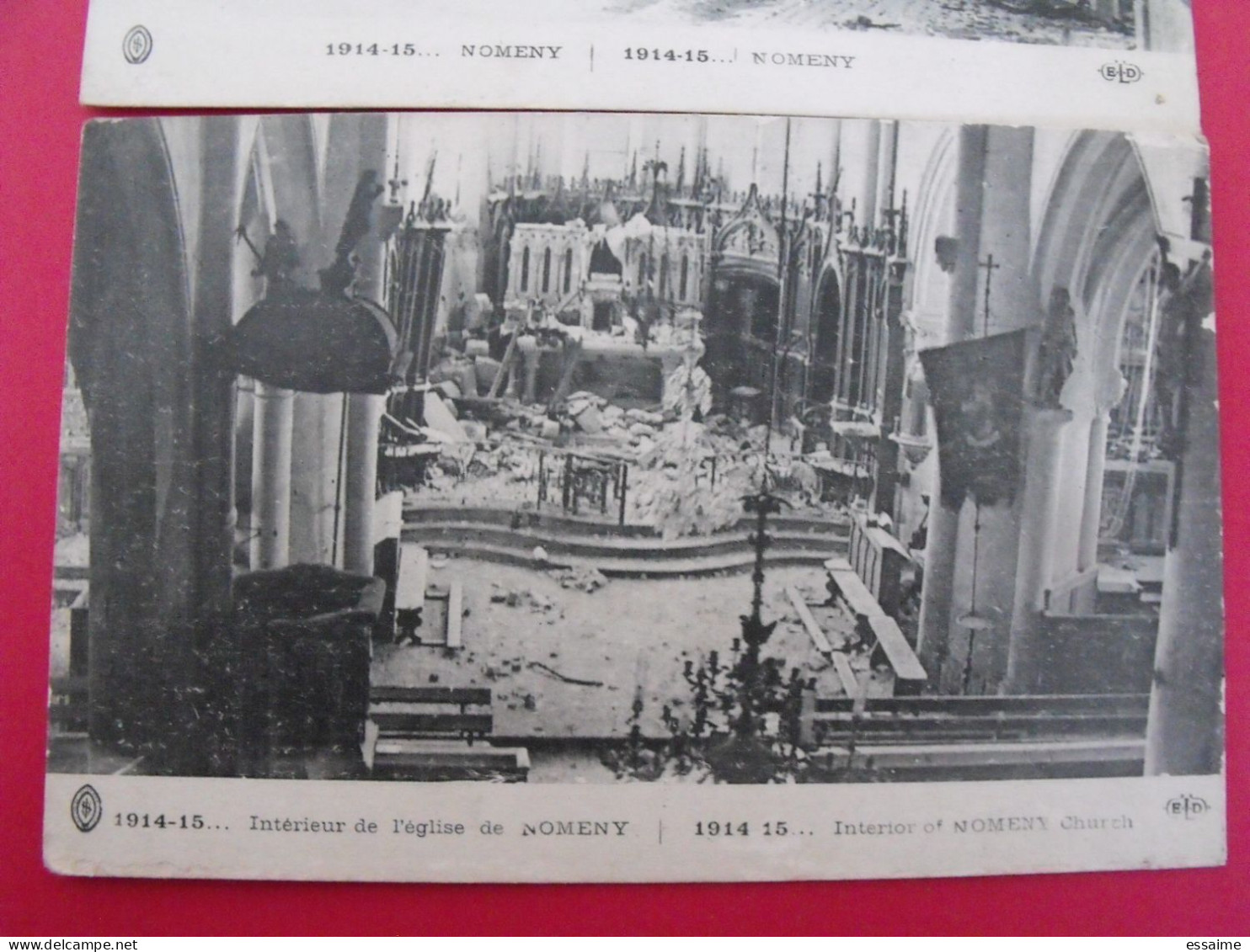 Lot De 2 Cartes Postales. Meurthe Et Moselle 54. Nomeny. église Bombardement Ruines - Nomeny