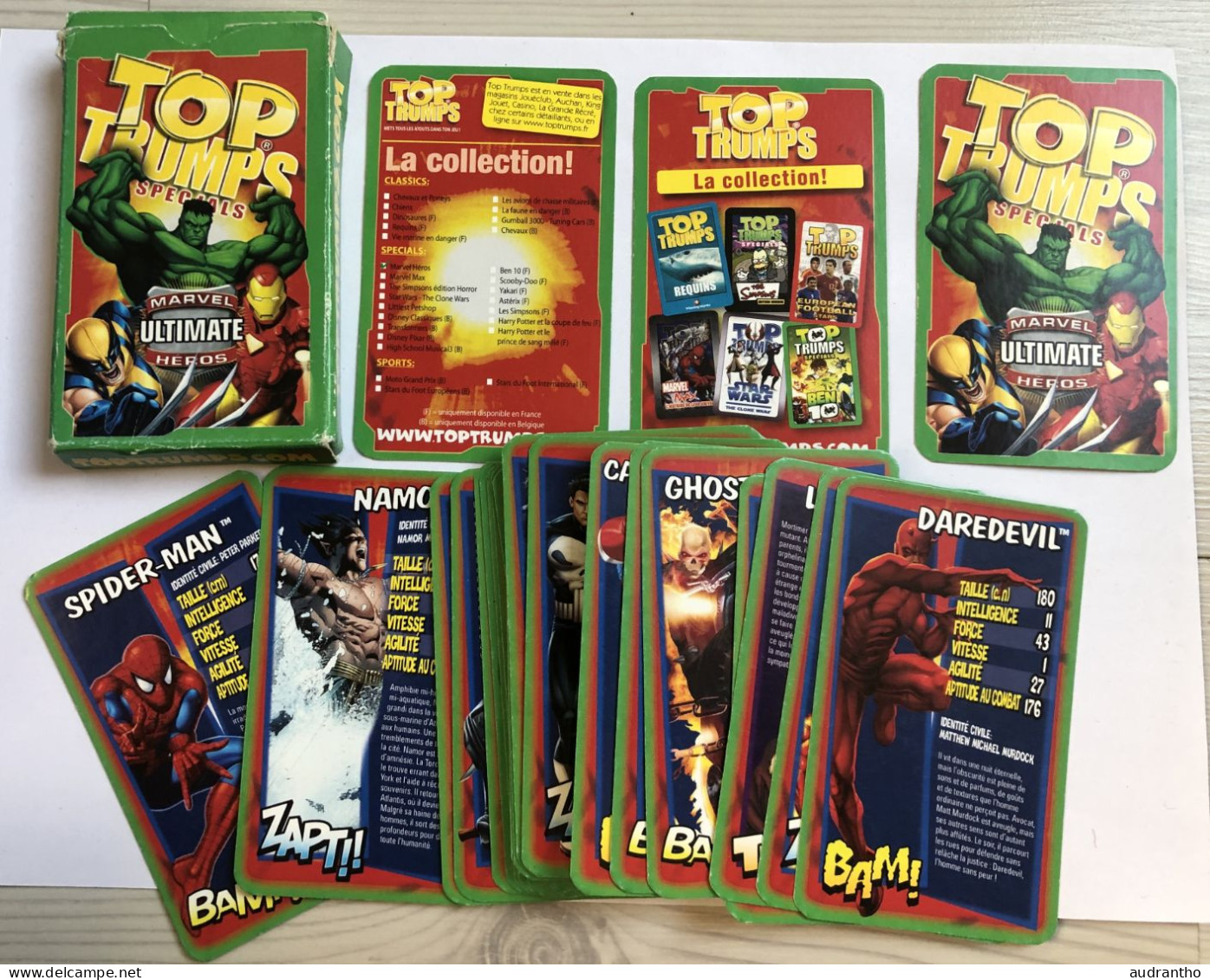 Jeu De 28 Cartes MARVEL Ultimate Heros Top Trumps - Hulk Thor Dardevil Iron Man Malicia - Otros & Sin Clasificación