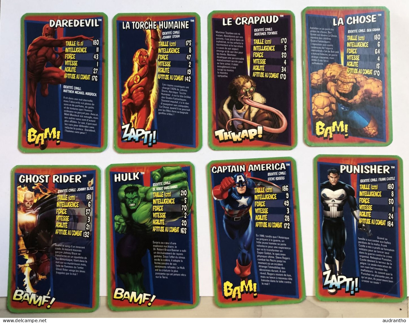 Jeu De 28 Cartes MARVEL Ultimate Heros Top Trumps - Hulk Thor Dardevil Iron Man Malicia - Other & Unclassified