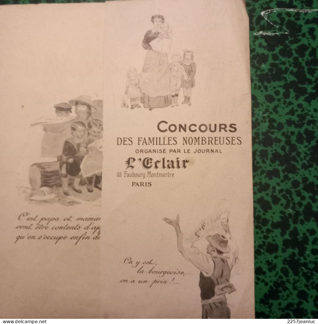 Protège Cahier Du Journal L'Eclair  Pub Concours Les Familles Nombreuses Ont Fait La France & Referont La France Au Dos - F