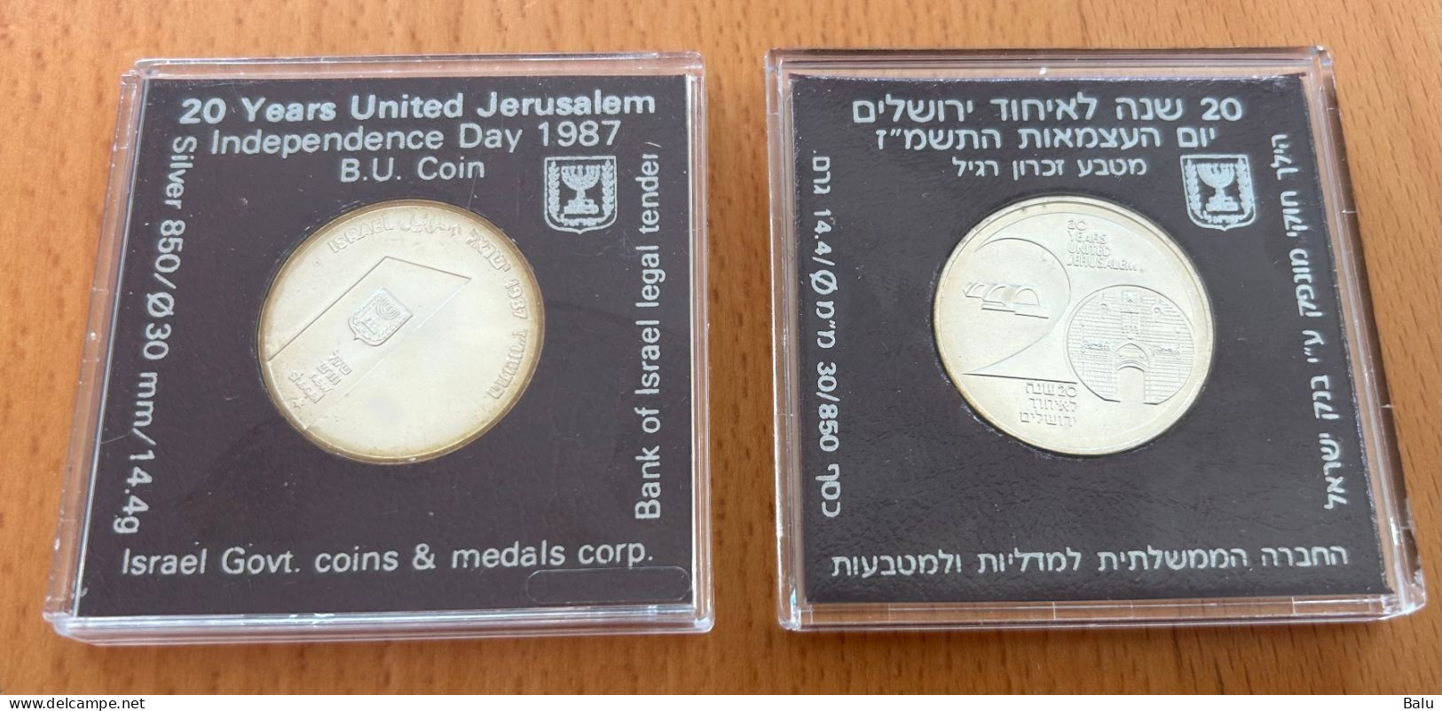 Israel Independence Day 1987 20 Years United Jerusalem, B.U. Coin 1 Shekel, Silber 850, 30mm, 14,4 G. - Israel