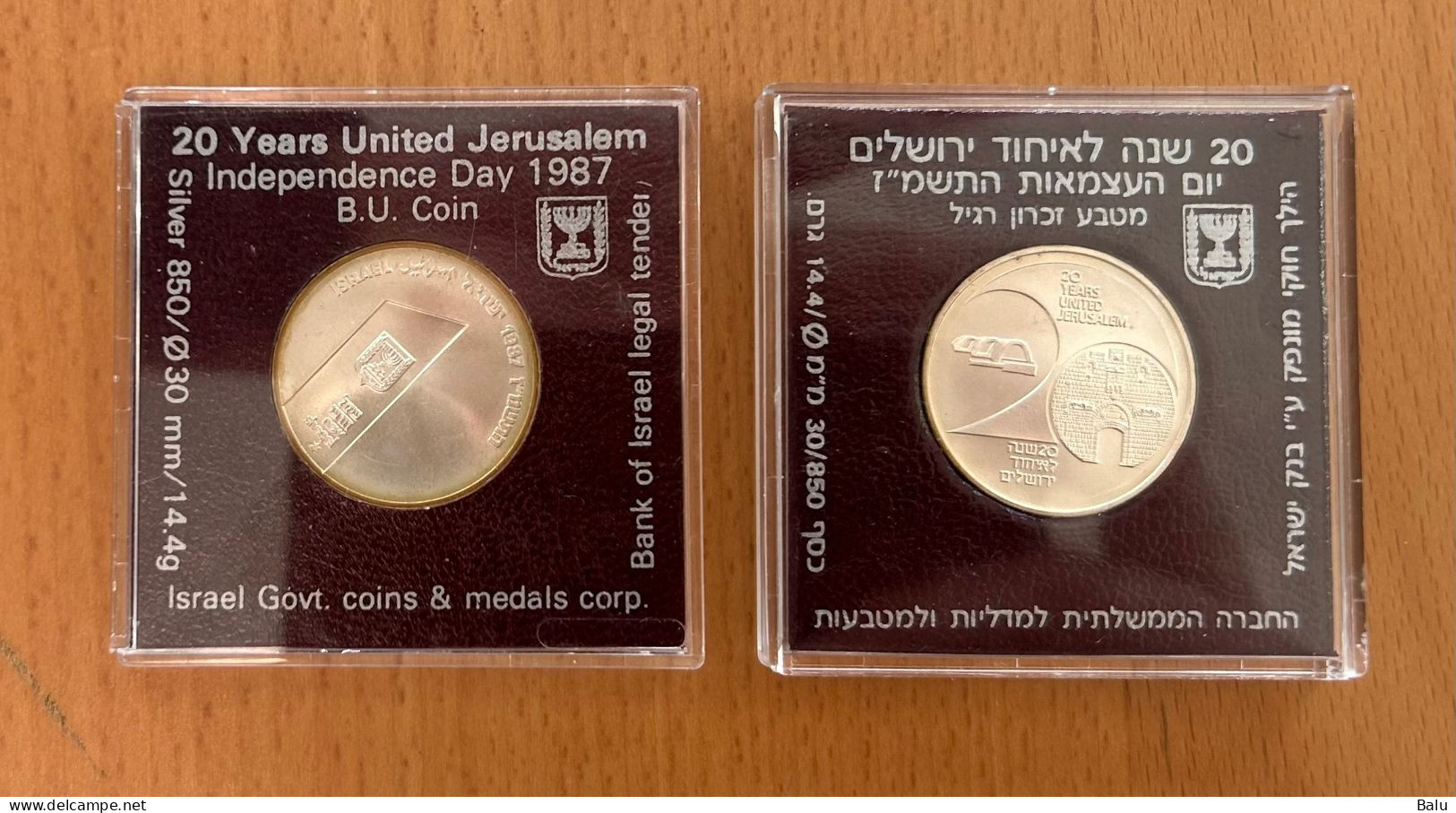 Israel Independence Day 1987 20 Years United Jerusalem, B.U. Coin 1 Shekel, Silber 850, 30mm, 14,4 G. - Israel