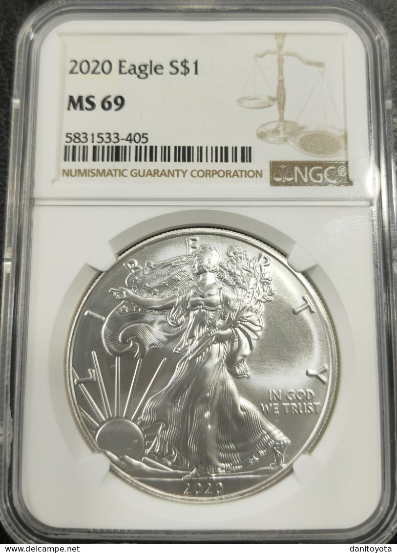 ESTADOS UNIDOS. AÑO 2020. 1 ONZA PLATA LIBERTY. ENCAPSULADA NGC. - Commemoratifs