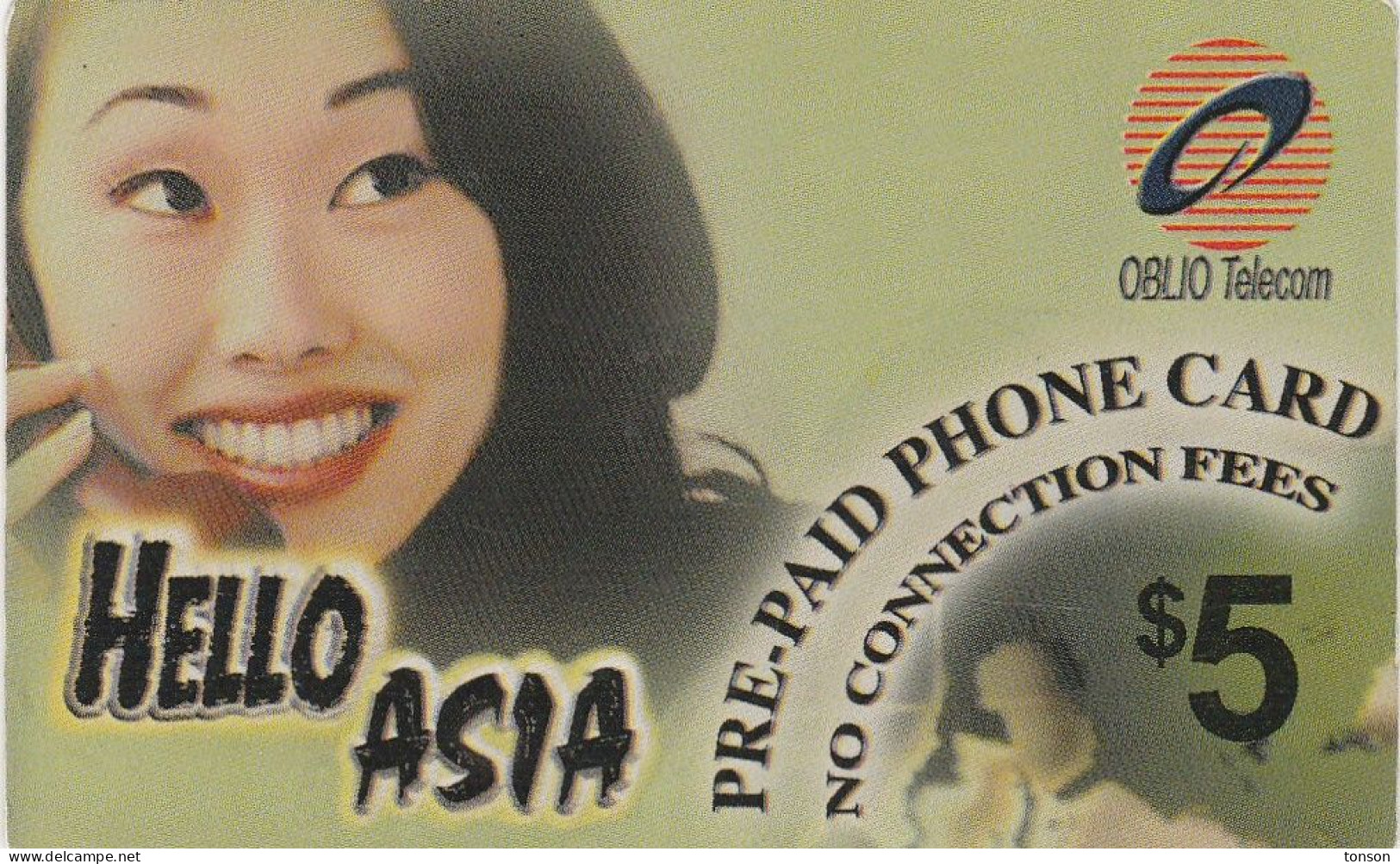 USA, US-PRE-OBL-0001?, $5, Hello Asia, Woman, 2 Scans.   Expiry : 12/31/2005  CN In Right Side - Other & Unclassified