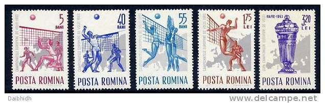 ROMANIA 1963 Volleyball Championships Set  MNH / **.  Michel 2184-88 - Unused Stamps
