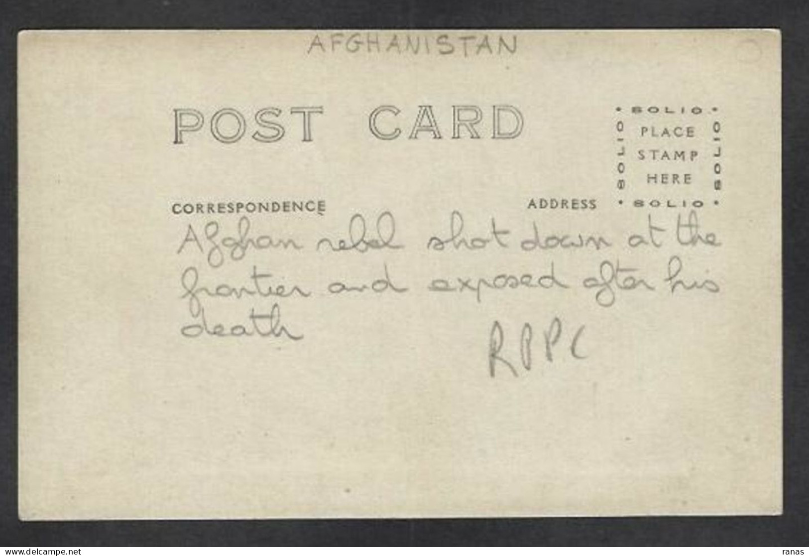 CPA Afghanistan Carte Photo RPPC Rebelle Non Circulé Voir Scan Du Dos - Afghanistan