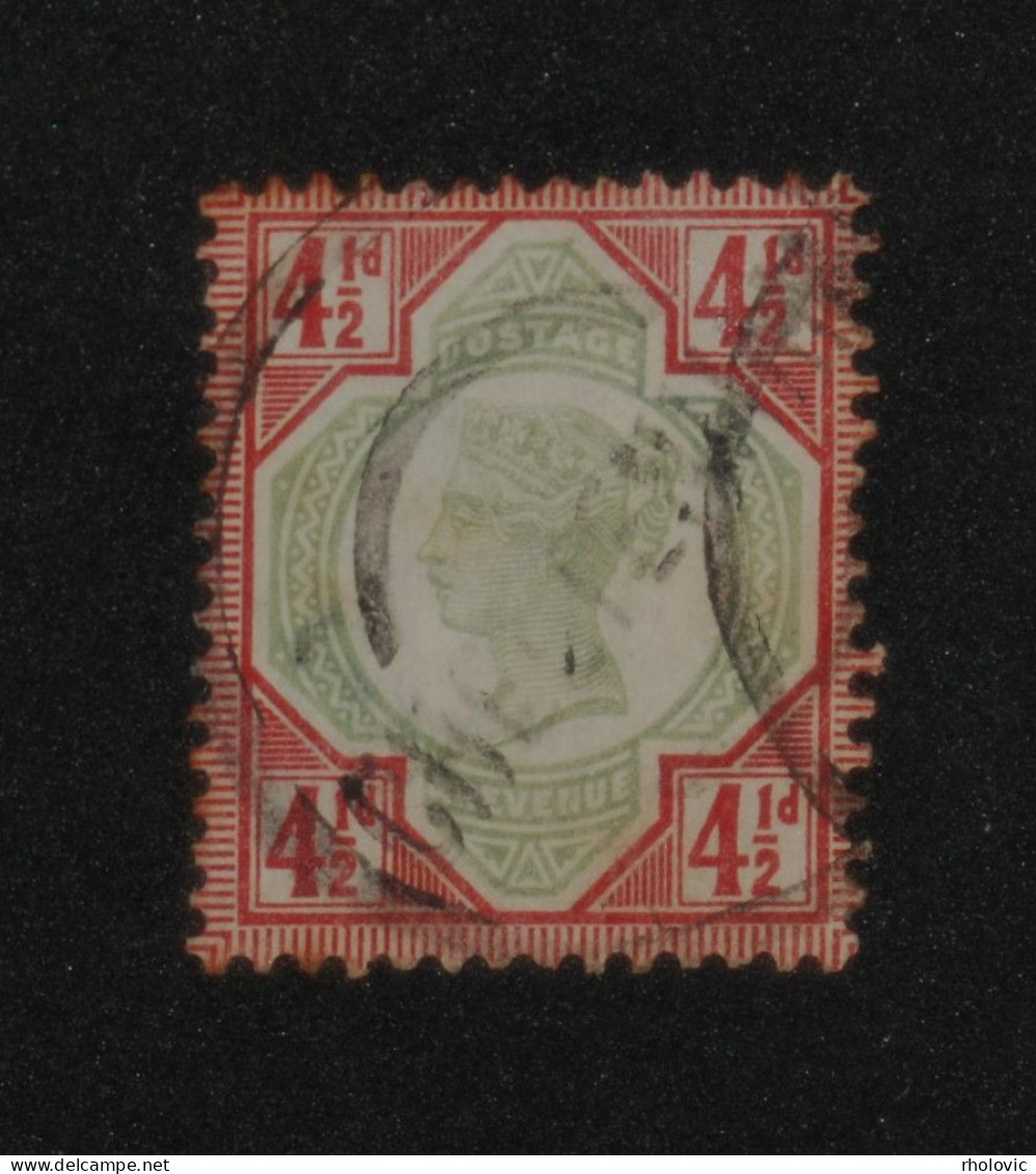 GREAT BRITAIN 1892, Queen Victoria, 41/2p, Green - Red, Mi #92, Used, CV: €30 - Oblitérés