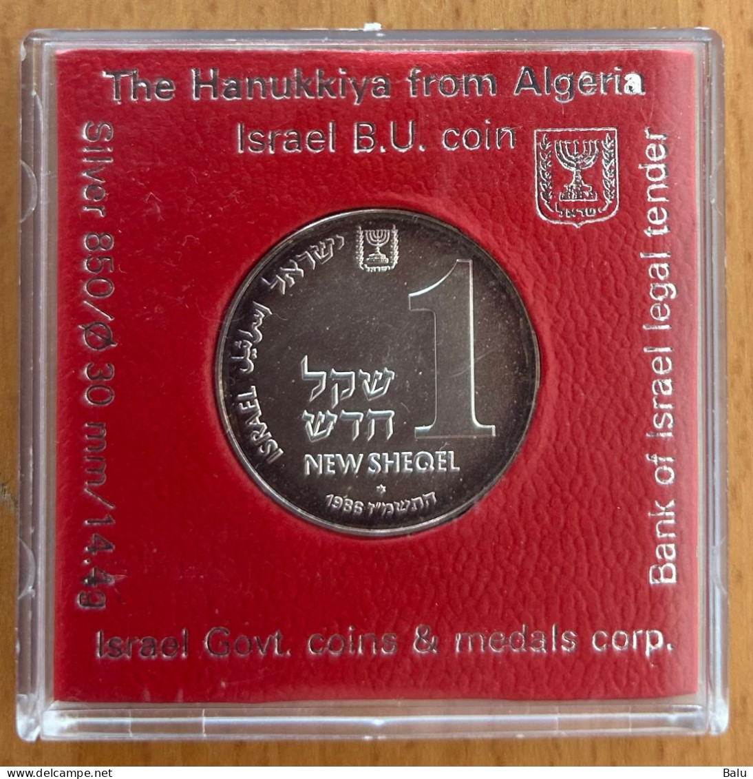 Israel 1987 Hanukkiya Algeria B.U. Coin 1 New Sheqel, Silber 850, 30mm, 14,4 G. Chanukkiya/Lampe Aus Algerien - Israel