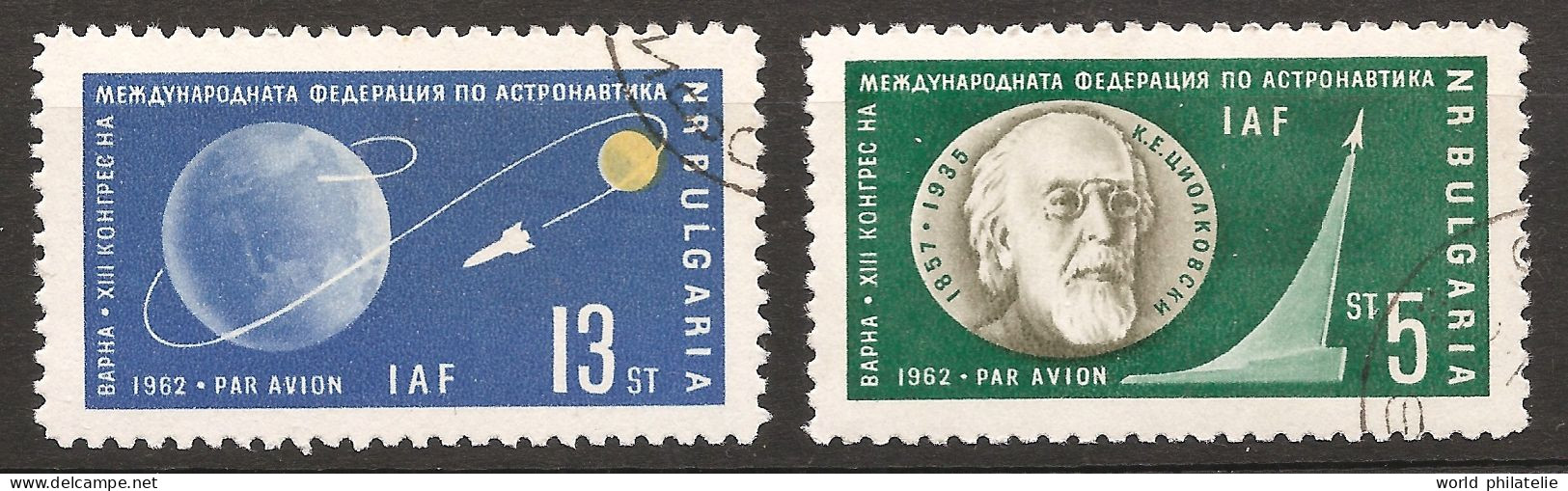 Bulgarie Bulgaria 1962 N° PA 91 / 2 O Espace, URSS, CCCP, Varna, Astronautique, Fusée, Lune, Tsiolkovski, Mathématiques - Gebraucht