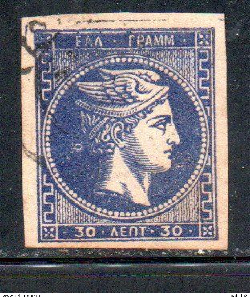 GREECE GRECIA HELLAS 1880 1882 HERMES MERCURY MERCURIO LEPTA 30l USED USATO OBLITERE' - Gebraucht