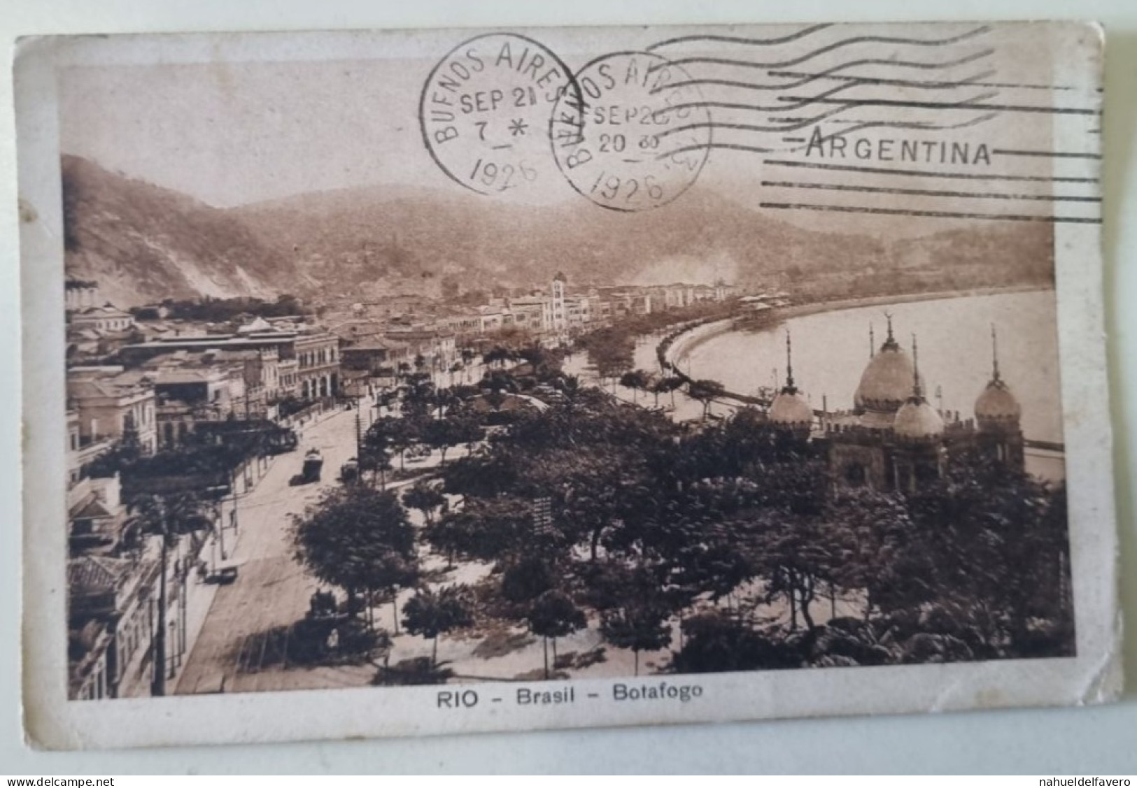 Postal Circulado Sem Selo 1926 - Brasil - RIO DE JANEIRO - Vista Panorãmica PRAIA VERMELHA E COPACABANA - Copacabana