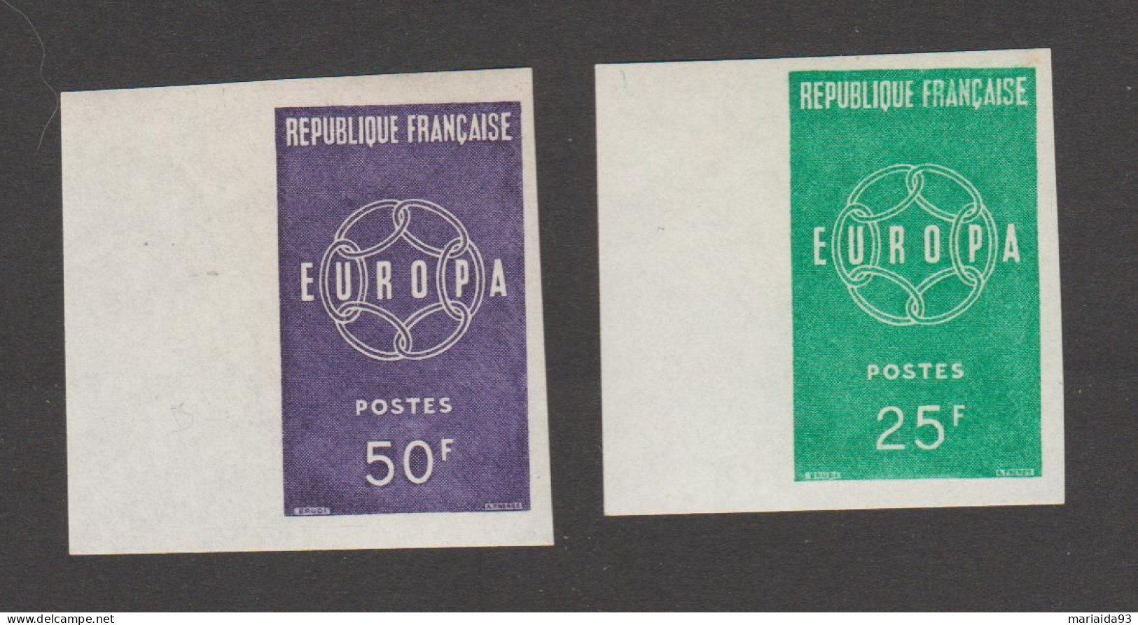 FRANCE - LOT DE 2 TIMBRES NON DENTELES - EUROPA - N° 1218 ET 1219 - COTE 155 € - MNH - 1951-1960