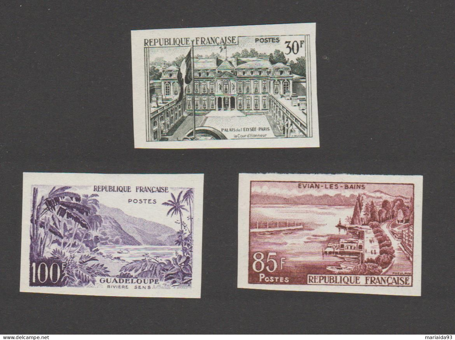 FRANCE - LOT DE 3 TIMBRES NON DENTELES - PARIS EVIAN GUADELOUPE - N° 1192 A 1194 - COTE 110 € - MNH - 1951-1960