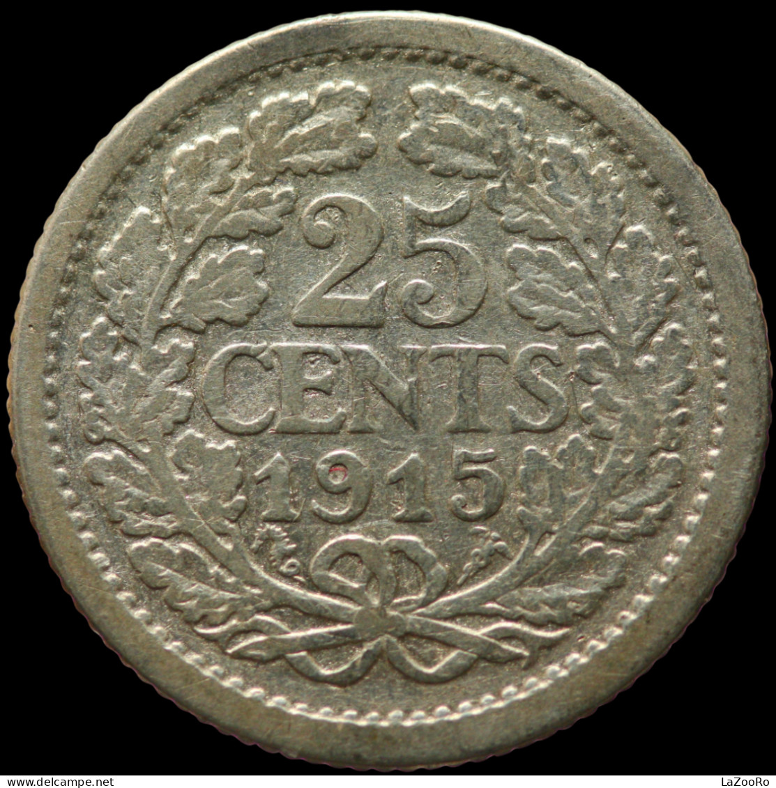 LaZooRo: Netherlands 25 Cents 1915 XF - Silver - 25 Centavos