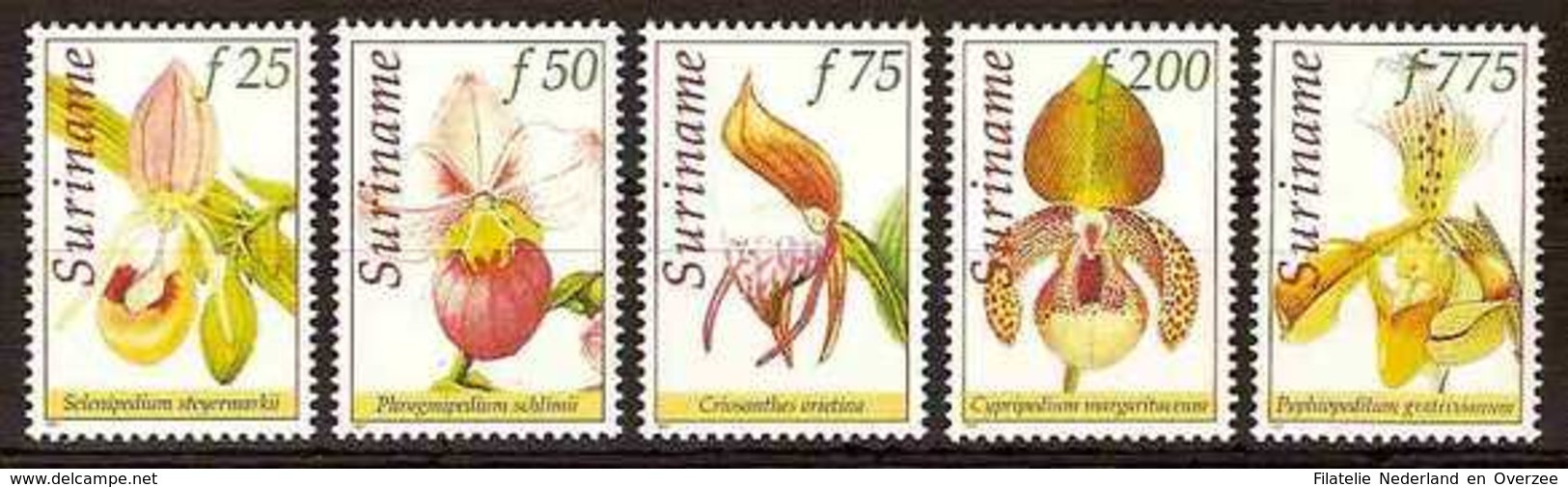 Republiek Suriname Nr 933/937 Postfris/MNH Orchideeen, Orchids, Orchidees, Bloemen, Flowers, Fleurs 1997 - Suriname