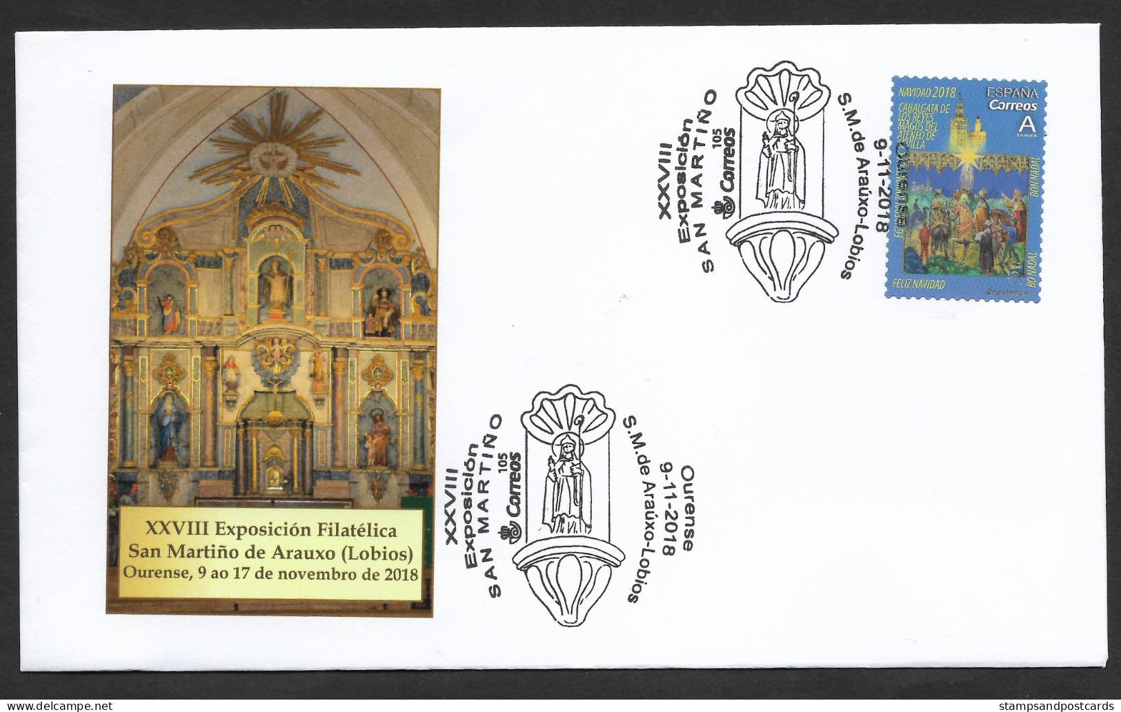 Espagne Lettre Cachet Commémoratif San Martiño De Araúxo-Lobios Ourense 2018 Spain Cover Event Pmk España - Autres & Non Classés