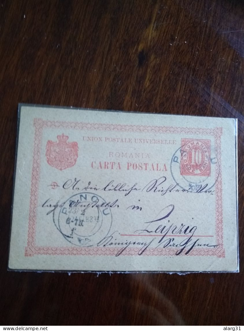 Rumania.1895.postal Stat.card To Leipzig.from Panciu.vrancea.better Cond.small Bend Right Down.e8 Reg Post Conmems - Briefe U. Dokumente