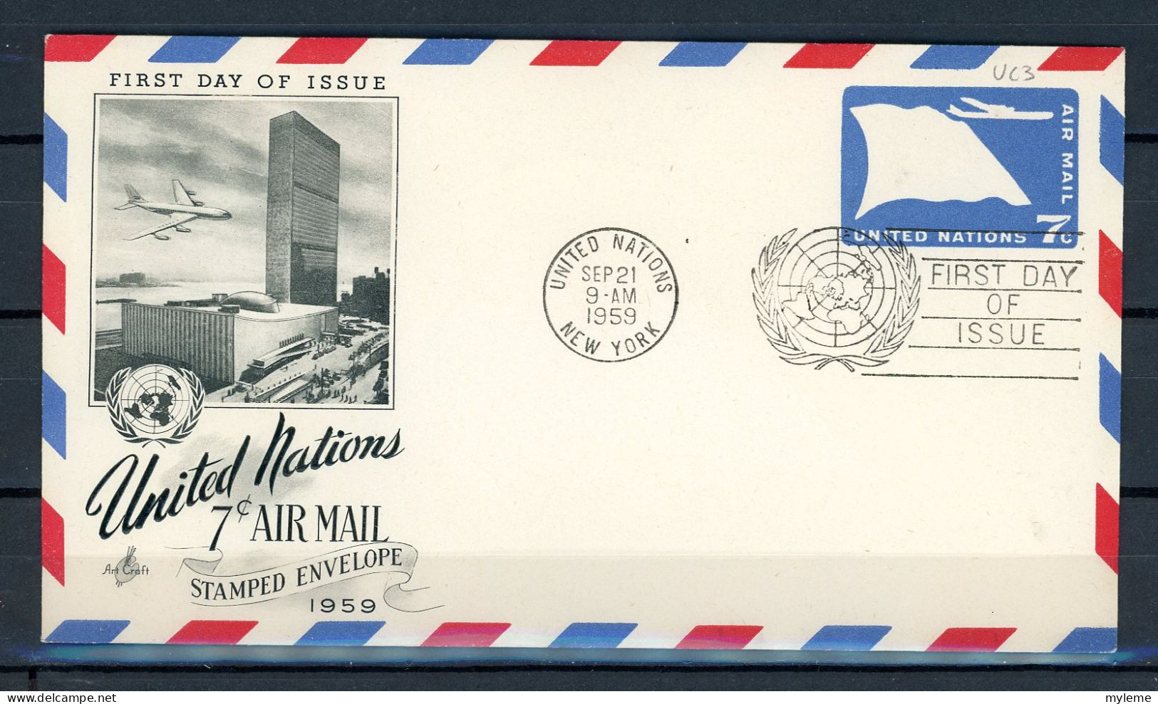 AX3a-2 Nations Unies Entier Postal N° PA 7   Saisir !!! - Airmail