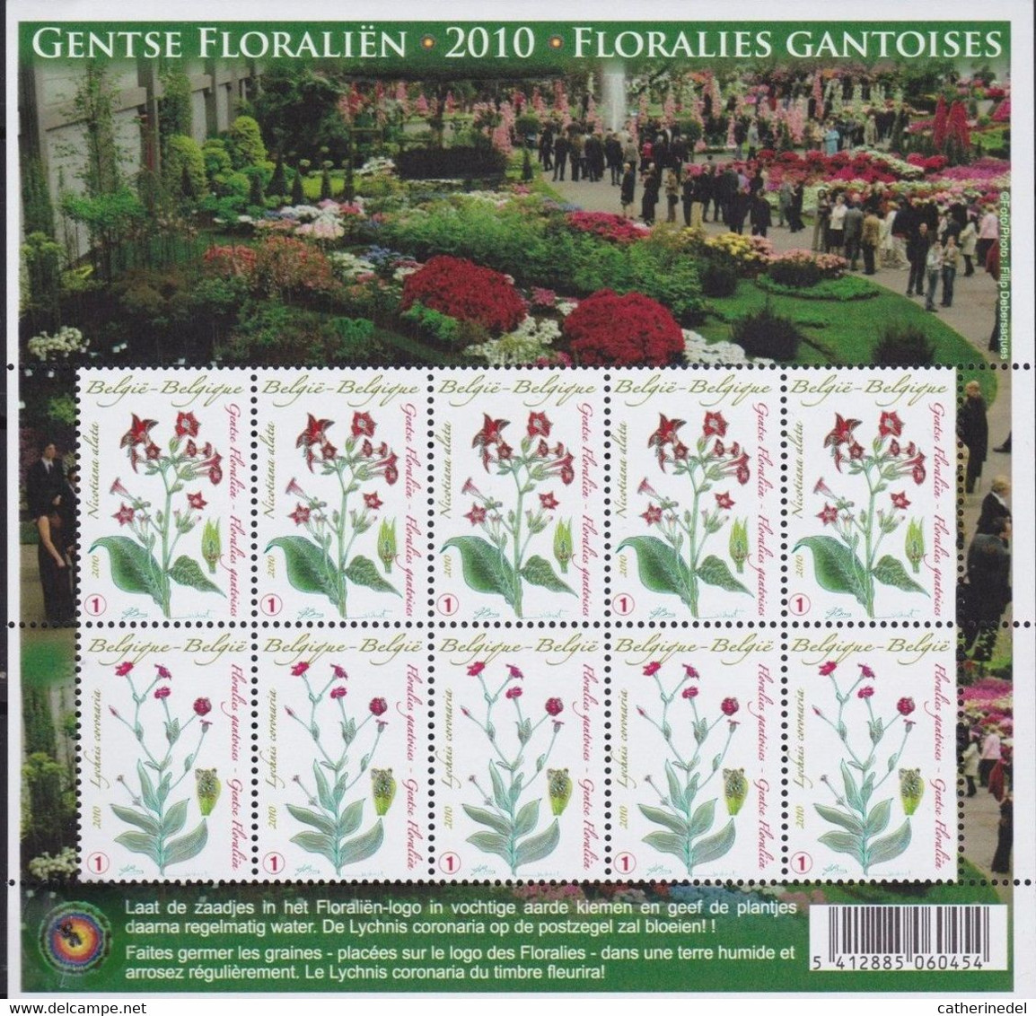 Année 2010 : Feuille Complète 4000-4001 ** - Floralies Gantoises - Timbres Floraux Avec Graine - Unclassified