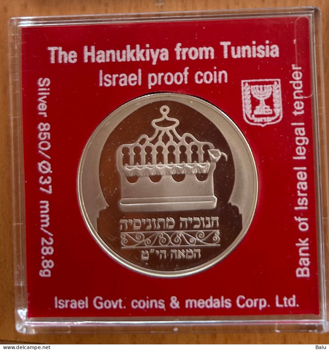 Israel 1988 Hanukkiya Tunisia Proof Coin 1+2 Sh. Silber 850, 30/37mm 14,4/28,8 Gr. Chanukkiya/Lampe Aus Tunesien - Israel