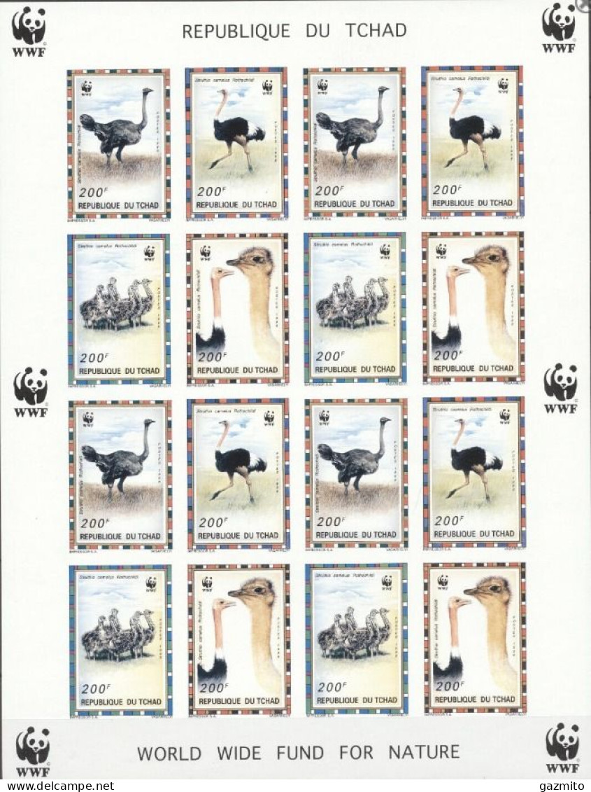 Tchad 1996, WWF, Birds Ostrich Sheetlet IMPERFORATED - Autruches